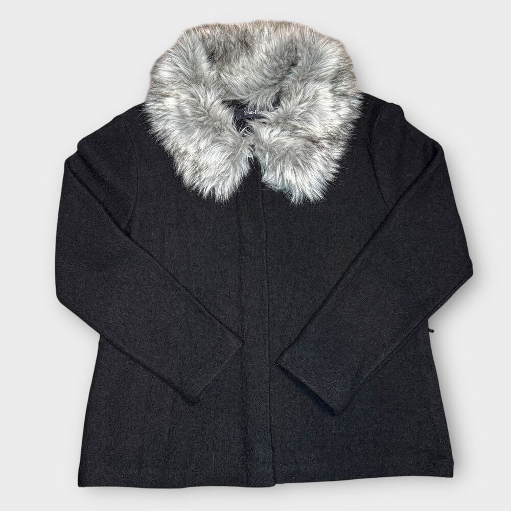 EVAN PICONE WOOL JACKET WITH REMOVABLE FAUX FUR COLLAR PETITE XL